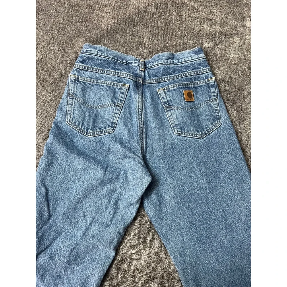 Carhartt Fleece Lined Denim Jeans Mens 31x34 Blue Made in USA Workwear - Picture 3 of 7